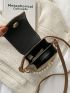 Mini Letter Graphic Faux Pearl Decor Satchel Bag