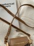Mini Letter Graphic Faux Pearl Decor Satchel Bag