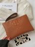 Studded Decor Croc Embossed Wristlet Bag