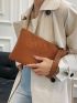 Studded Decor Croc Embossed Wristlet Bag