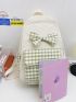 Bow Decor Tartan Backpack