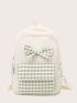 Bow Decor Tartan Backpack