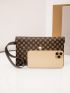 Geo Graphic Flap Clutch Bag With Wristlet