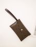 Geo Graphic Flap Clutch Bag With Wristlet