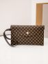 Geo Graphic Flap Clutch Bag With Wristlet
