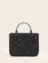 Mini Allover Glitter Decor Flap Satchel Bag