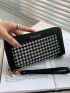 Houndstooth Zip Long Wallet