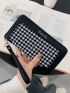 Houndstooth Zip Long Wallet