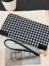 Houndstooth Zip Long Wallet