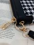 Houndstooth Zip Long Wallet