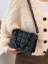 Mini Chain Decor Textured Flap Square Bag