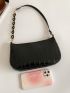 Croc Embossed Chain Baguette Bag