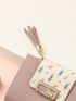 Tassel Decor Leaf Graphic Purse