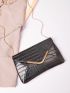 Croc Embossed Chain Clutch Bag