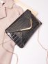 Croc Embossed Chain Clutch Bag