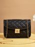 Quilted Embossed Flap Chain Bag