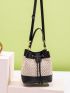 Mini Drawstring Decor Two Tone Bucket Bag