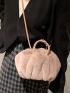 Mini Fluffy Drawstring Design Satchel Bag