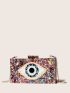 Colorblock Eye Graphic Chain Box Bag