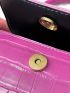 Mini Croc Embossed Flap Square Bag