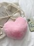Minimalist Fuzzy Heart Design Novelty Bag
