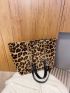 Leopard Graphic Chain Shoulder Tote Bag