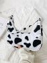 Cow Pattern Nylon Baguette Bag