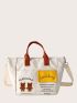 Cartoon & Letter Graphic Top Handle Bag