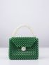 Faux Pearl & Beaded Decor Satchel Bag