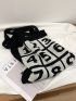Letter Graphic Knitting Design Shopper Bag