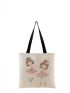 Figure Graphic Linen Shopper Bag