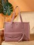 Geometric Pattern Shoulder Tote Bag With Clutch Bag