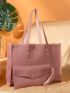 Geometric Pattern Shoulder Tote Bag With Clutch Bag