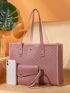 Geometric Pattern Shoulder Tote Bag With Clutch Bag