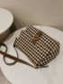 Houndstooth Pattern Flap Square Bag