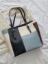 Colorblock Buckle Decor Shoulder Tote Bag