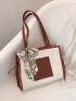 Contrast Binding Twilly Scarf Decor Shoulder Tote Bag