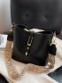 Snap Button Crossbody Bucket Bag