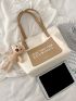 Letter Graphic Bear Charm Tote Bag