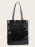 Croc Embossed Shoulder Tote Bag