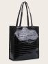 Croc Embossed Shoulder Tote Bag