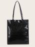 Croc Embossed Shoulder Tote Bag