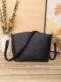 Metal Decor Textured Crossbody Bag