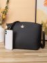 Metal Decor Textured Crossbody Bag