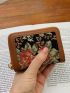 Large Floral Pattern Small Wallet Multi-Card Card Organizer For Storage Credit Cards