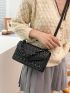 Textured Chain Decor Square Bag