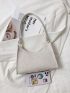 Croc Embossed Baguette Bag