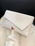Crocodile Embossed Flap Clutch Bag With Wristlet