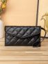 Quilted Embossed Flap Clutch Bag