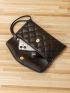 Quilted Embossed Flap Clutch Bag